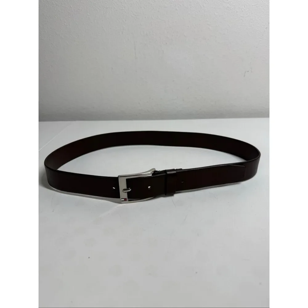 Tommy Hilfiger Brown Genuine Leather Belt Size 36” See Description